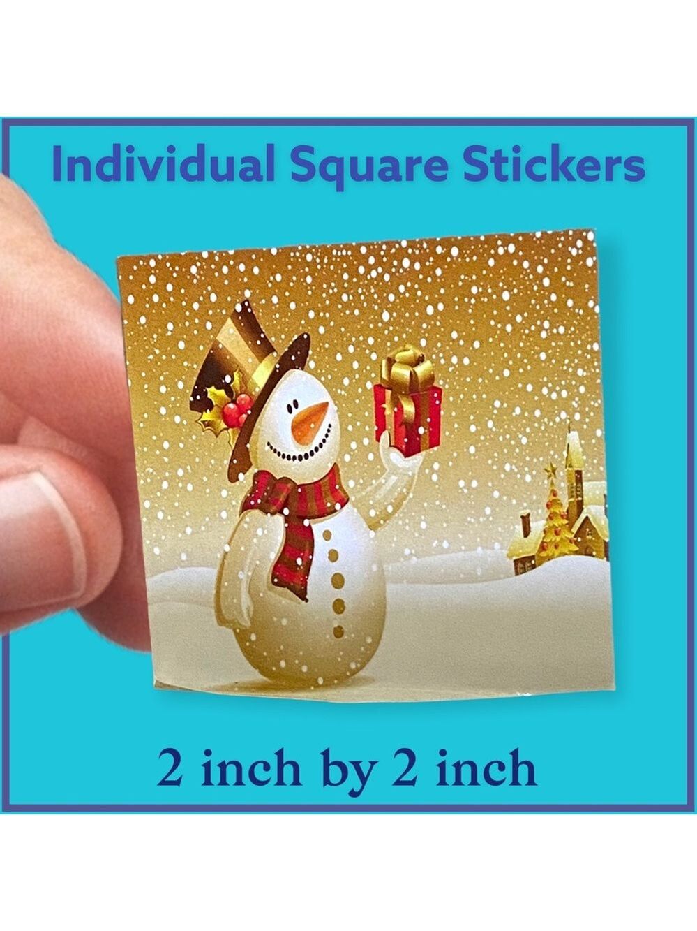 100 (2x2 Inch) Square Stickers, Christmas, Snowman, Thank You, PRICE IS FIRM